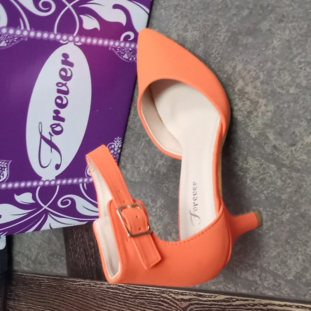 woman orange heel